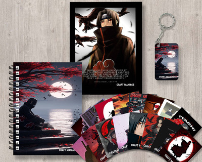 craft maniacs ITACHI UCHIHA GIFTING COMBO A5 Notebook RULED 120 Pages(Black)