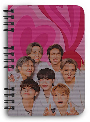 craft maniacs A5 ROUND CORNER NOTEBOOK A5 Note Book RULED 160 Pages(BTS PINK HEARTS)