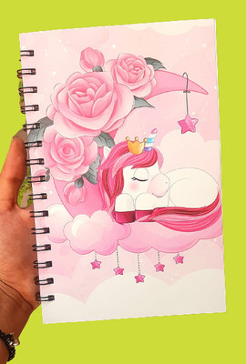 NAVDEEP COLLECTION Unicorn Diary A5 Diary 120 100 Pages(Pink)