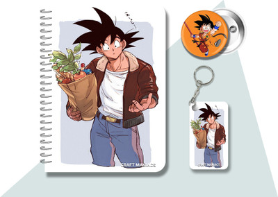 craft maniacs DRAGON BALL Z DIARY & 2 FREEBIE A5 Diary RULED 120 Pages(Multicolor, Pack of 3)