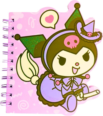 Gold Leaf Kuromi Themed Spiral Note Book. A5 Diary Ruled 75 Pages(Violet)