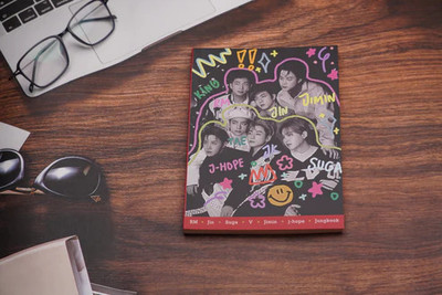 caaju Bts K-pop Army Notebook A5 Notebook Ruled 160 Pages(Black)
