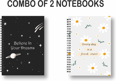 ROT RIX combo of 2 Notebooks A5 Diary ruled 144 Pages(Black, White, Pack of 2)