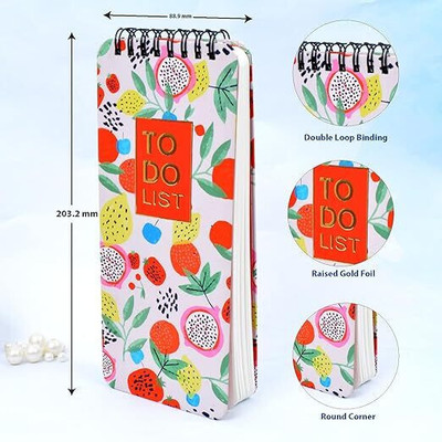 Memorys Softbound Spiral Planner To Do List (8 x 3.5 inches) Regular Planner Ruled 200 Pages(FRUITS)