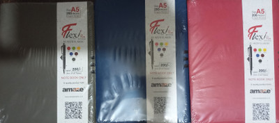 elite office Amaze A5 200 Pages Single Ruled A5 Diary Single 600 Pages(Grey, Blue, Red, Pack of 3)