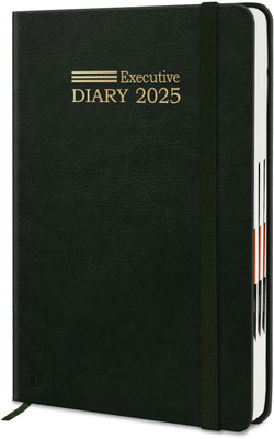 Jhingalala Leather Cover Hardbound Executive Diary 2025 I New Year Planner Diary 2025 I A5 Diary Ruled 344 Pages(Green)