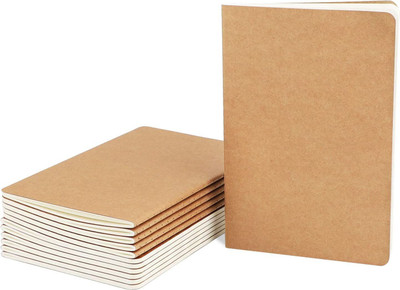 TWONE A5 Kraft Notebook, 12 Pack, 64 Pages Soft Cover Lined Notebooks Journal, A5 Notebook Ruled 64 Pages(Brown, Pack of 12)
