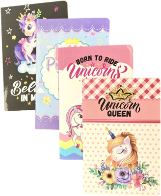 Z-Plus Unicorn Notebook Stationery Gift A5 Notebook Yes 100 Pages(Multicolor, Pack of 4)