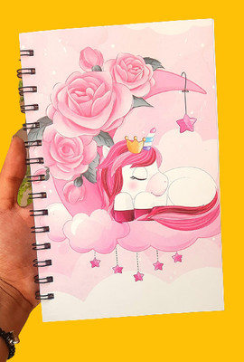 NAVDEEP COLLECTION Unicorn Diary A5 Diary 120 100 Pages(Pink)