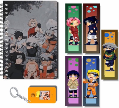 craft maniacs ANIME DIARY & FREEBIE BOOKMARKS WITH KEYCHAIN A5 Notebook RULED 160 Pages(Grey)