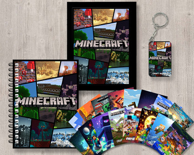 craft maniacs MINECRAFT GIFTING COMBO A5 Notebook RULED 120 Pages(Black)