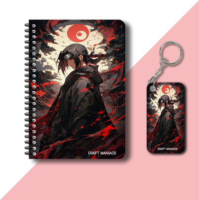 craft maniacs ITACHI UCHIHA DIARY & KEYCHAIN A5 Diary RULED 120 Pages(Multicolor)