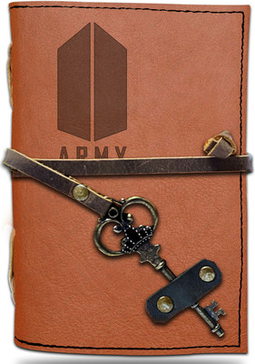 DI-KRAFT Handmade Classic Design Leather-BTS Printed Diary A6 Diary Unruled 200 Pages(Brown 8)