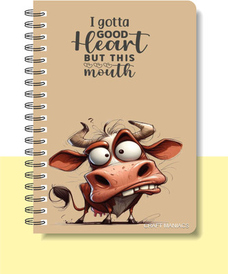 craft maniacs CUTE PUN 2025 NOTEBOOKS A5 Notebook RULED 120 Pages(Multicolor)