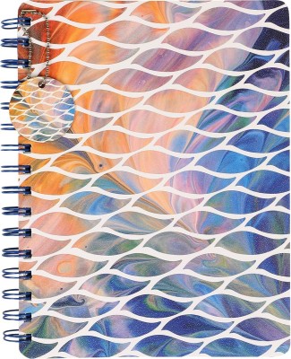 Doodle Earthy Waves Wiro Bound Notebook with Bookmark Dangler and Two Sticker Sheets B5 Diary Ruled 160 Pages(Earthy Waves)