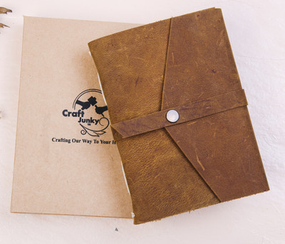 CRAFT JUNKY Handmade Leather journal diaries, lock A5 Diary Unruled 200 Pages(Brown)