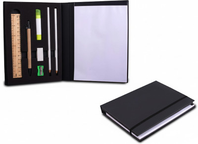 THEGIFTLANE Eco-Friendly Stationery Kit B5 Notebook Lined Page 80 Pages(Black)