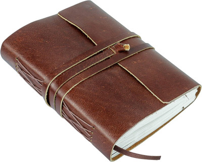KRISHNA HANDICRAFTS Antique Handmade Leather Bound Daily Notepad For Gifts A5 Diary Unruled 100 Pages(Brown)