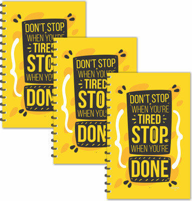 ESCAPER Dont Stop When you are Tired...Designer Diaries (Ruled - A5 Size - SUPER SAVER Pack of 3 Diaries), Motivational Diaries A5 Diary Ruled 160 Pages(Multicolor, Pack of 3)