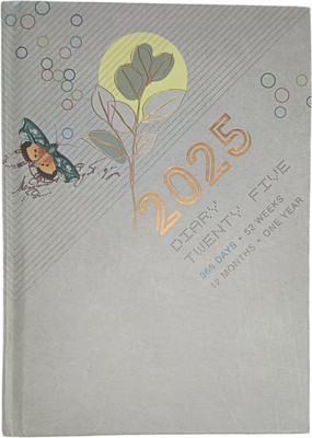 ShreeGanadhish 2025 Executive Planner / journal | Month Cut Index Sunday Full Page|21X15X3 CM A5 Diary Ruled 365 Pages(Grey Cloud)