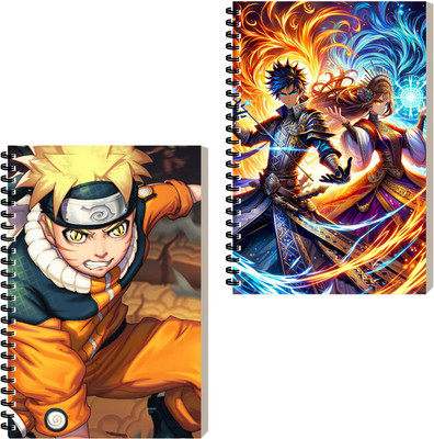 ESCAPER Anime Cartoon Diary For Gift, Stationery Collection, Spiral Notebook A5 Diary Ruled 160 Pages(Combo- C, Pack of 2)