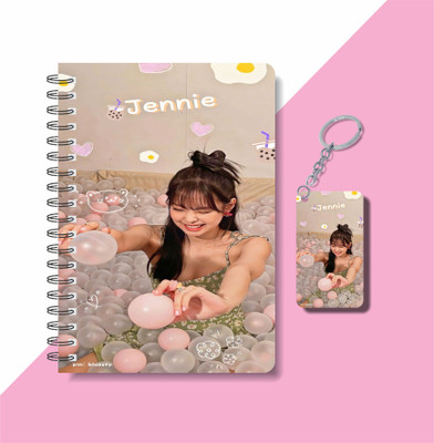 craft maniacs JENNIE BLACKPINK DIARY & KEYCHAIN A5 Diary RULED 120 Pages(Multicolor)