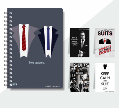 craft maniacs SUITS 2025 COMBO A5 Diary RULED 160 Pages(Multicolor)