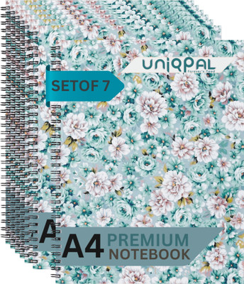 UNIQPAL SET OF 7 A4 Notebook RULED /LINE 120 Pages(Multicolor, Pack of 7)