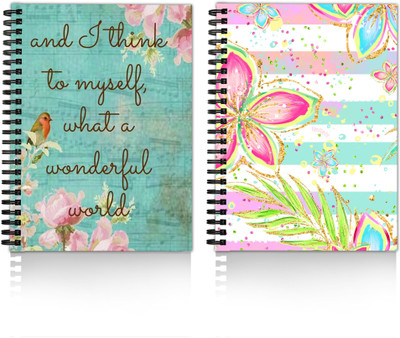 DI-KRAFT Diary Combo Pack | Printed Diary combo Pack | BTS New Collection A5 Diary Unruled 120 Pages(Dark Green and Multicolor, Pack of 2)