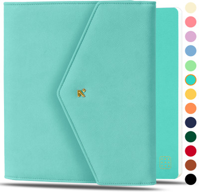 NEORAH Notebook SLEEVE with Envelope Flap Closure + JOURNAL|Faux Leather|6 Card Slots A5 Organizer DOTGRID 160 Pages(TEAL)