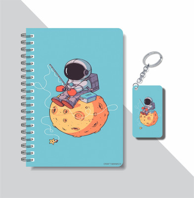 craft maniacs SPACE DIARY & KEYCHAIN A5 Diary RULED 120 Pages(Multicolor)