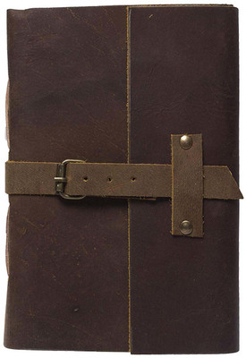 Rjkart Handmade Dark Brown Leather Diary A5 Diary Unruled 200 Pages(Dark brown)