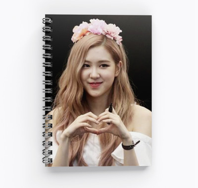 RJPRINTS BlackPinl Jennie B5 Notebook Unruled 160 Pages(Black)
