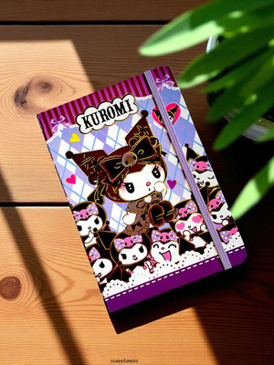 SSAppliances Kuromi A5 Diary | Cute Hardbound Notebook with Elastic Band | Cartoon Journal A5 Diary RULLED 100 Pages(Blue)