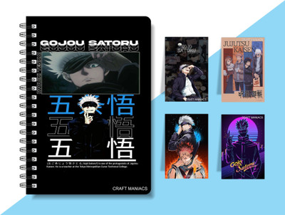 craft maniacs ANIME DIARY & 4 MAGNETIC BOOKMARKS A5 Diary RULED 160 Pages(Multicolor)