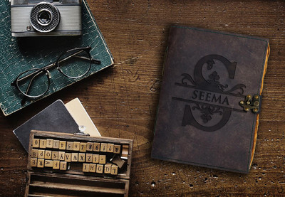 DI-KRAFT Handmade Classic Design Leather-SEEMA Printed Diary A5 Diary Unruled 200 Pages(Brown 9)