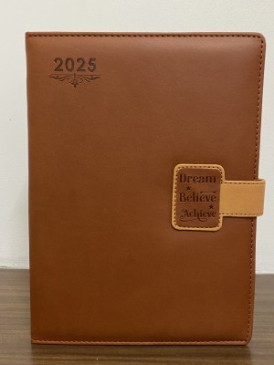 Anicca Collections Tan Dream Believe with Lock Style Achieve Leatherette New Year 2025 B5 Diary Ruled 325 Pages(Tan)