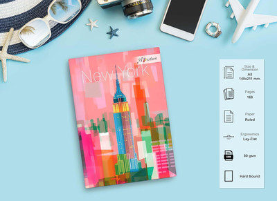 Aperture Kids' Travel Notebook – Undated A5 Diary | 80 GSM Paper for Writing & Adventures A5 Diary New York 160 Pages(Pink)