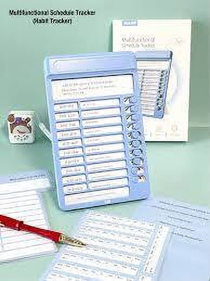 devam gift Plastic Chore Habit Tracker Chart for Kids Checklist Board 15 Removable Sheets Regular Planner/Organizer RULED 15 Pages(Blue)