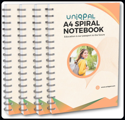 UNIQPAL SPIRAL Notebook A4 Notebook UNRULED/PLAIN 200 Pages(Multicolor, Pack of 4)
