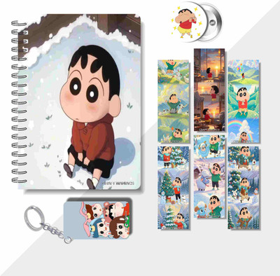 craft maniacs 2025 SHINCHAN DIARY & 6 FREEBIE BOOKMARKS & ONE KEYCHAIN & ONE BADGE A5 Diary RULED 160 Pages(Multicolor)