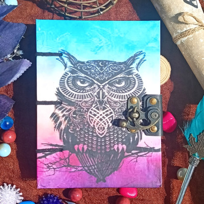 Ruchi craft Eco Friendly Unruled Handmade Paper Made of Cotton Rags Lucky Owl Hardcover A5 Diary Unruled 160 Pages(Multicolor)