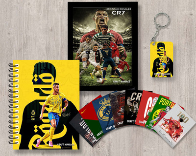 craft maniacs FOOTBALLER GIFTING COMBO A5 Diary RULED 120 Pages(Black)