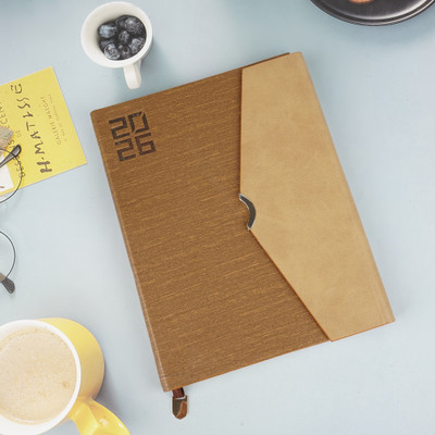 Erminio Palamino Year 2026 Luxury Executive Diary, Journal with Magnetic Flap Cover & Bookmark B5 Diary Ruled 365 Pages(Brown&Tan)