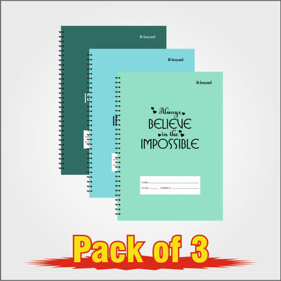 RLanyard Spiral Notebook, A4 Notebook unruled/plain, Notebook for Students 600 Pages(Sky blue,mint green, dark green, Pack of 3)