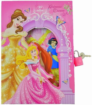 Balaji Trader Doll Theme Hard Cover Diary Notebook Lock Diary Birthday Return Gift Party A5 Diary Ruled 160 Pages(Pink)