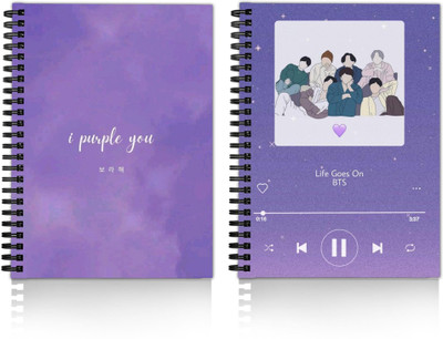 DI-KRAFT Diary Combo Pack | Printed Diary combo Pack | BTS New Collection A5 Diary Unruled 160 Pages(Blue, Pack of 2)