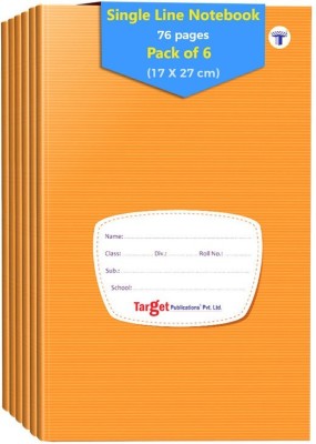 Target Publications Notebooks Single Line | Writing Copy | 76 Pages | Soft Cover |17x27 cm | 6 Books Regular Note Book Single Ruled Pages 456 Pages(Brown, Pack of 6)