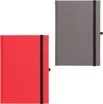 CuckooDiaries Executive and Corporate Elastic Band Pack of 2 A5 Notebook Single Ruled 192 Pages(Grey, Red)