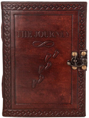 DI-KRAFT Leather journal with footprint embossed wiith 200 pages A5 size A5 Diary Unruled 200 Pages(Brown)
